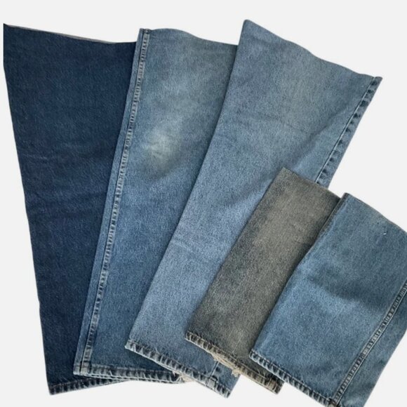 5 Denim Jean Legs from 100% Cotton Craft Quilt Upcycle Lot A - Picture 1 of 7